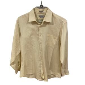 Van Heusen fitted pique button down yellow shirt 16.5 32/33